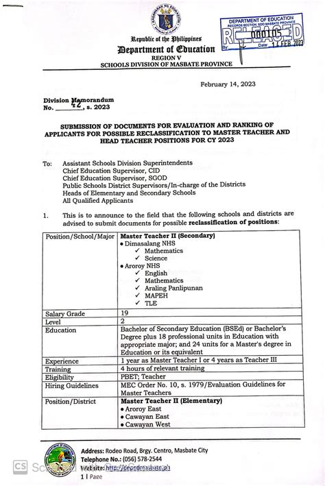deped masbate province memorandum 2024|DepEd Memoranda .